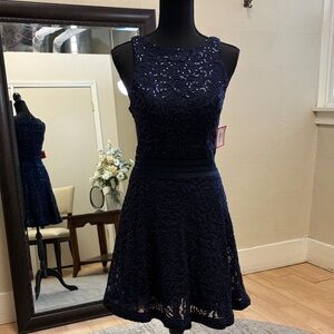 Size 6 Speechless Navy Sequin Lace Mini Dress